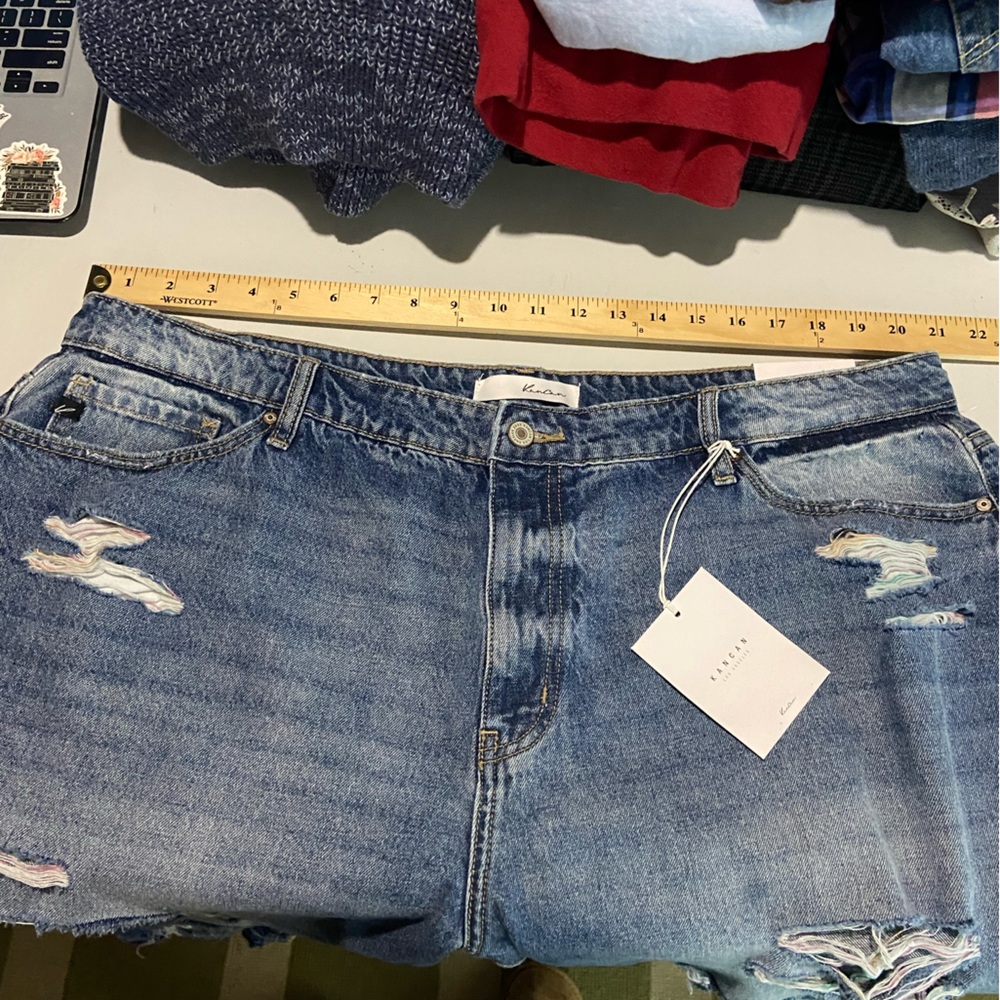 Kancan Jeans Size 20W Relaxed Fit Rainbow Thread Distressed High Rise Denim - Picture 7 of 10